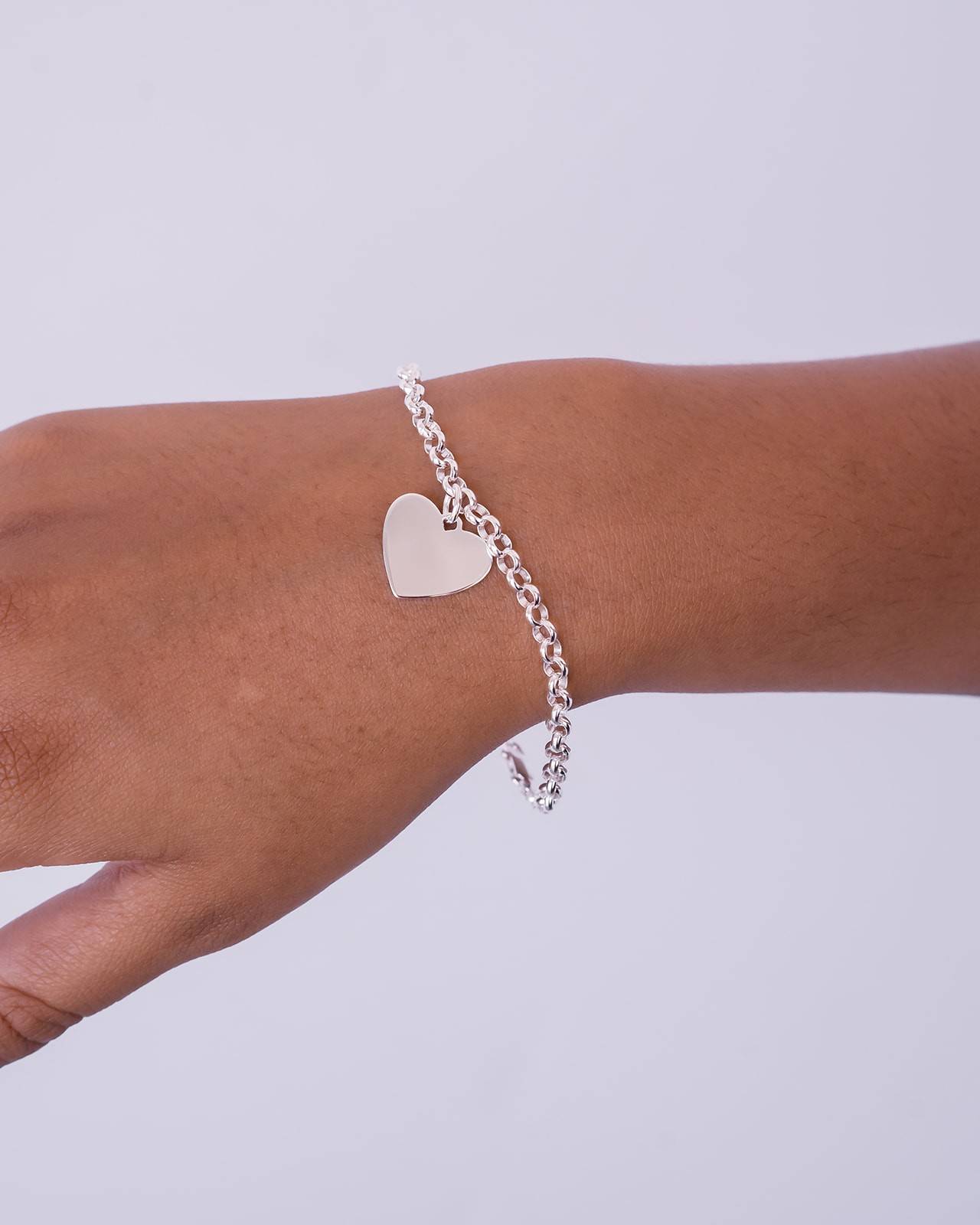 engraved heart pendant and sterling silver rolo chain