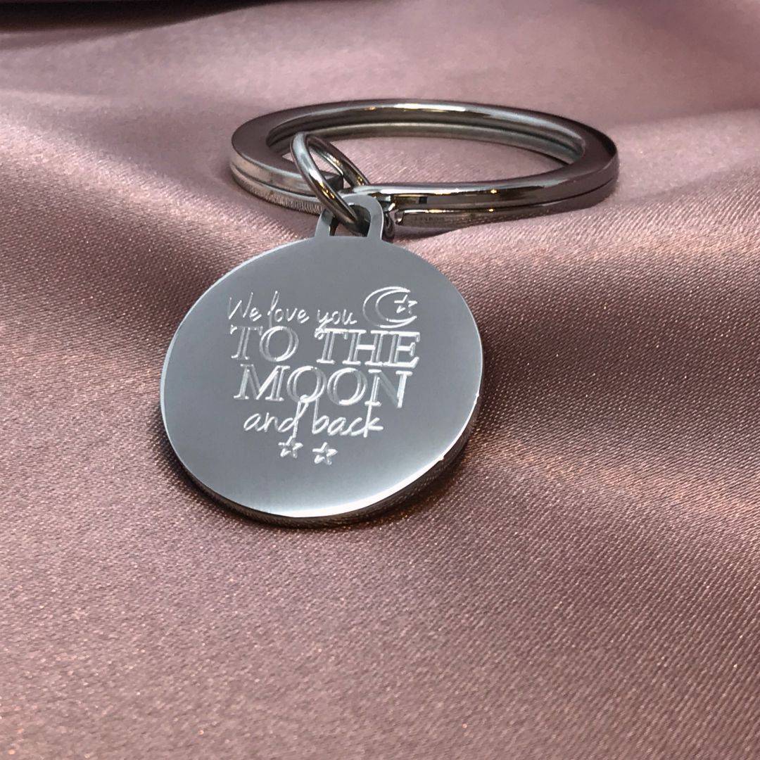 engraved key ring we love you to the moon and back