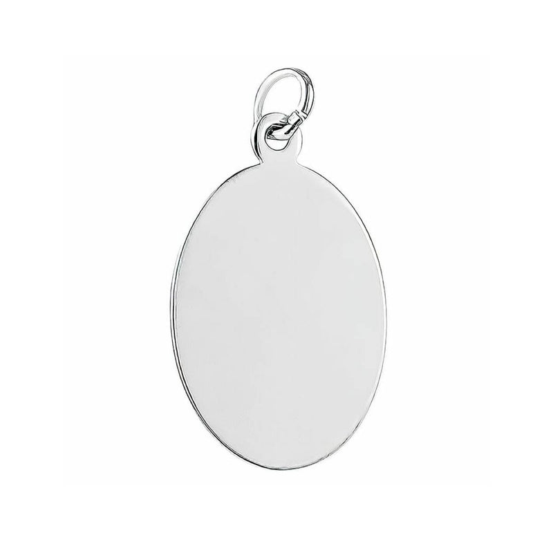 engraved large silver oval pendant