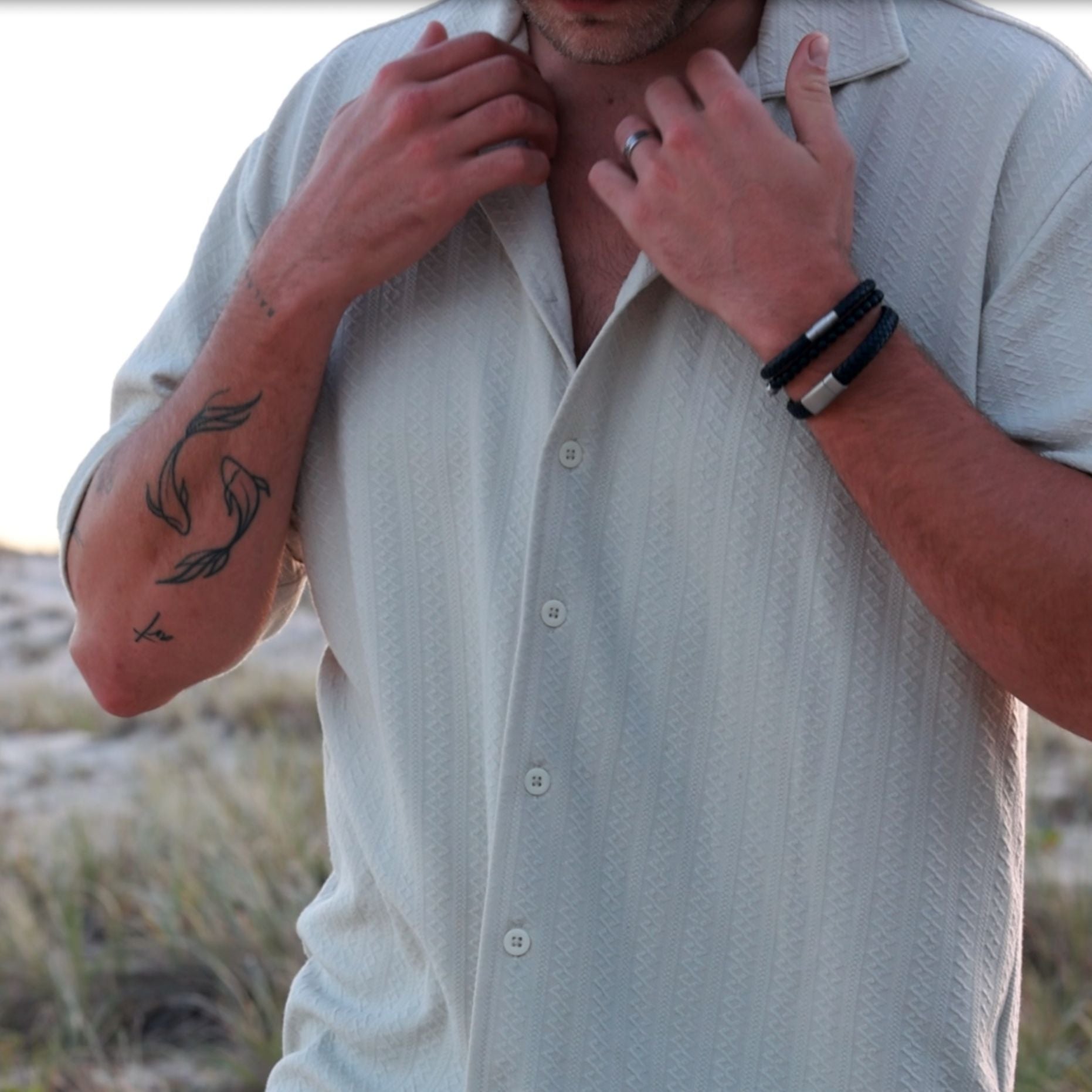 Personalised black leather bracelet with brushed silver clasp, engraved gift for him from The Silver Store