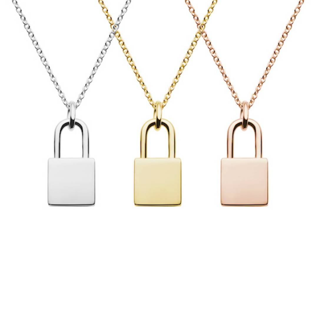 lock necklace silver and gold plated