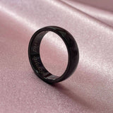 mens black steel engraved ring