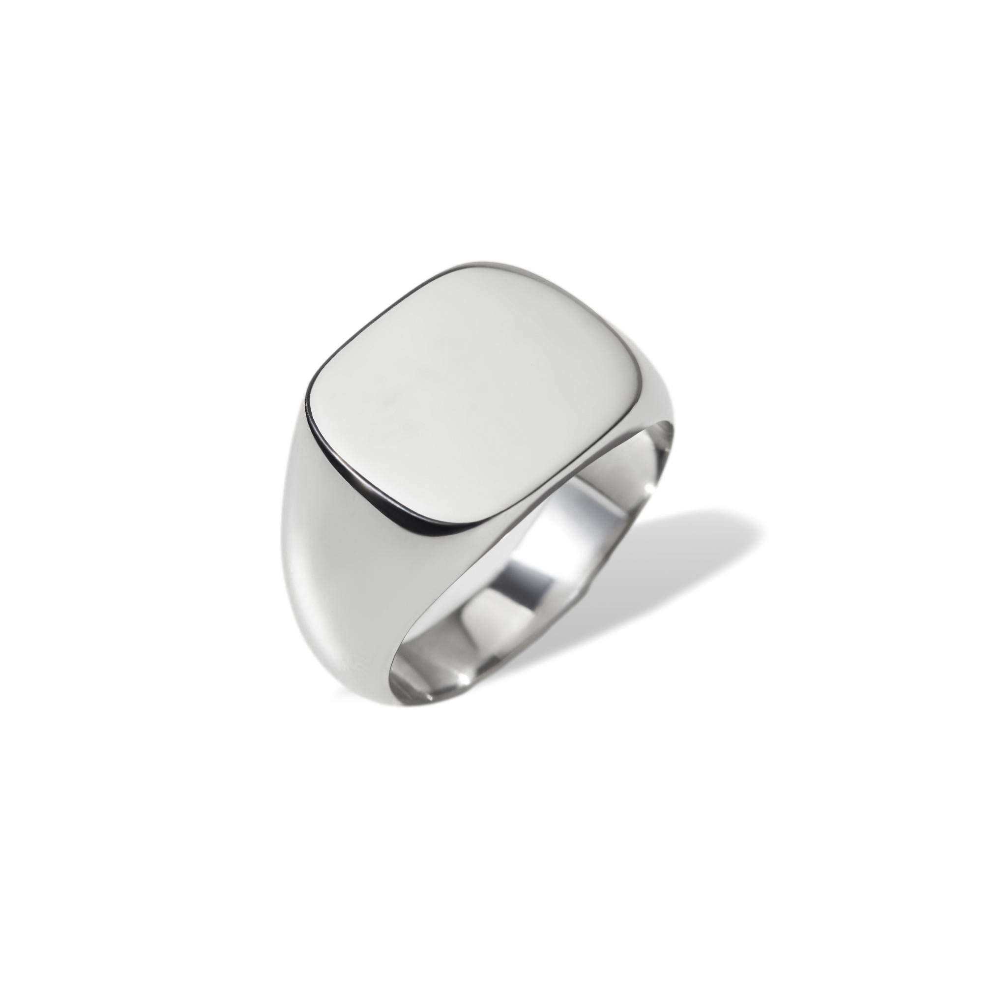 engraved mens cushion signet ring