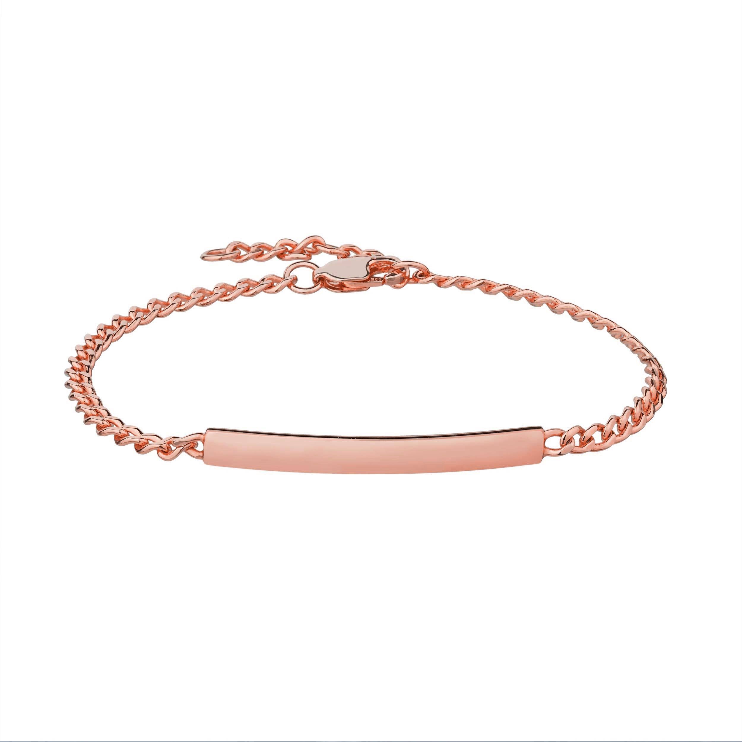 engraved rose gold bar bracelet