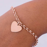 engraved rose gold pendant with belcher bracelet chain