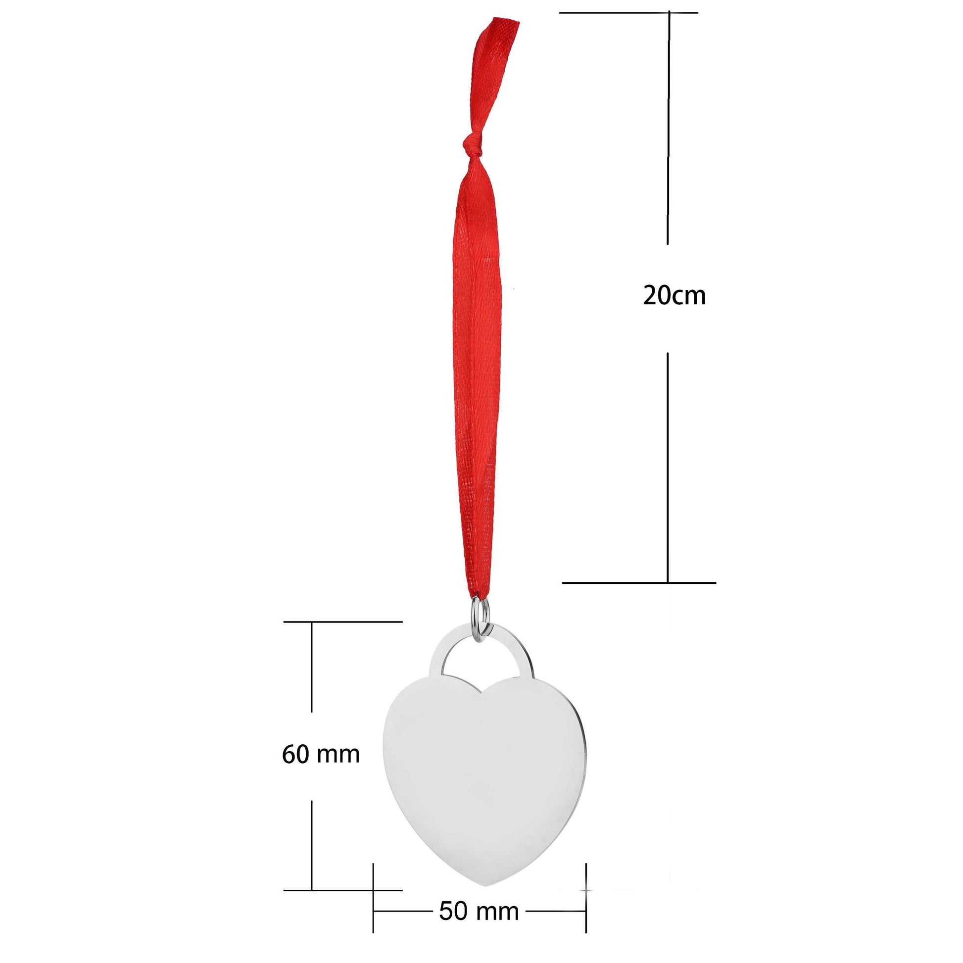 engraved silver heart ornament dimensions