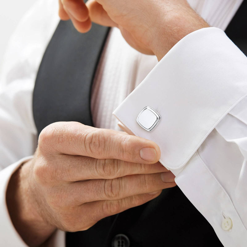 engraved sterling silver cufflink square