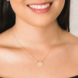engraved suspended disc necklace rose gold