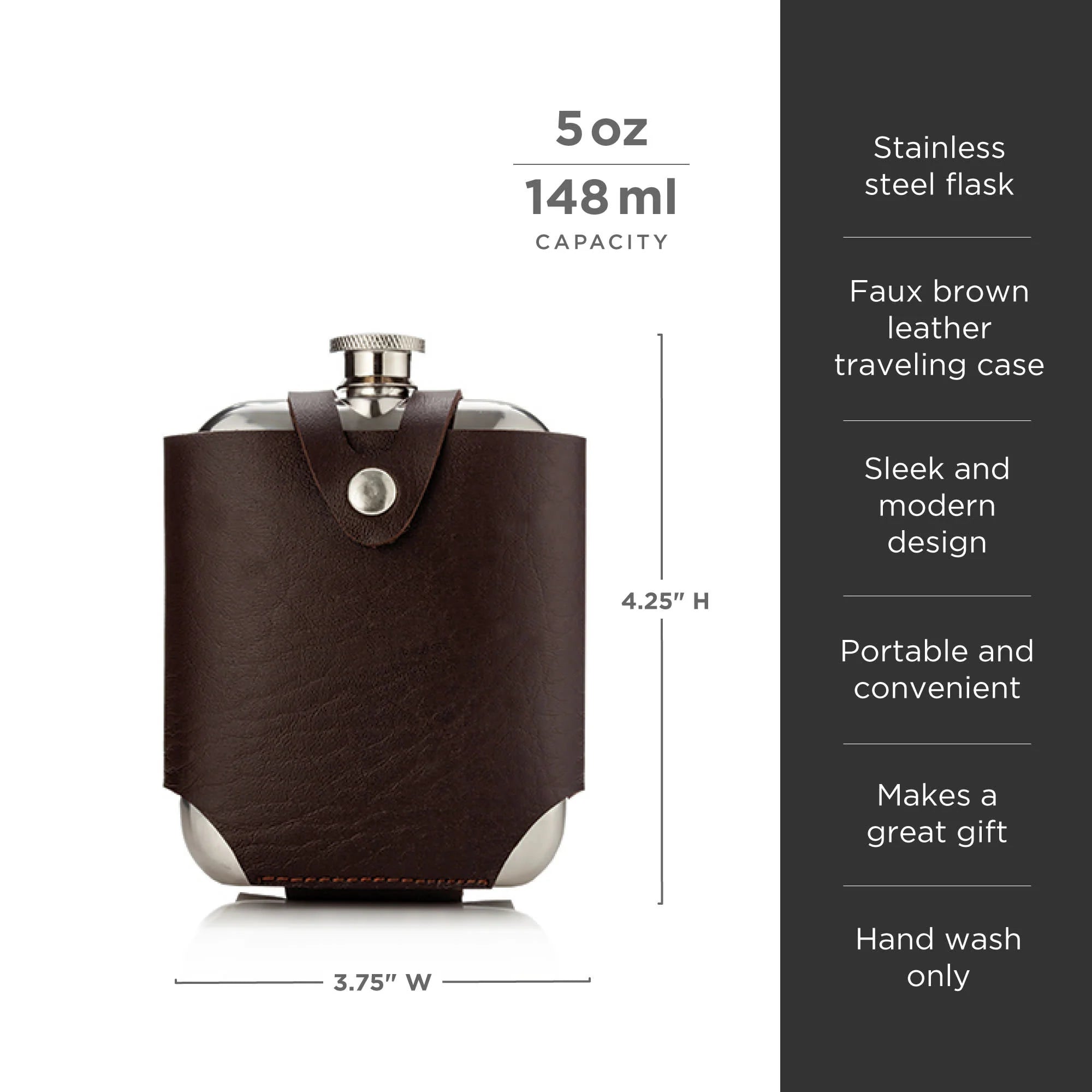 engraved hip flask with travel case 5oz