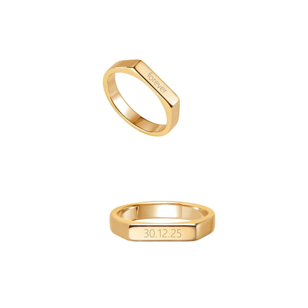 examples of engraved signet ring for men and women with forever or date engraved