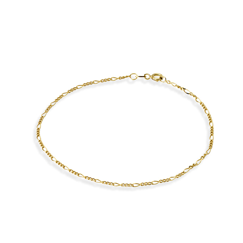 figaro chain anklet gold plated sterling silver