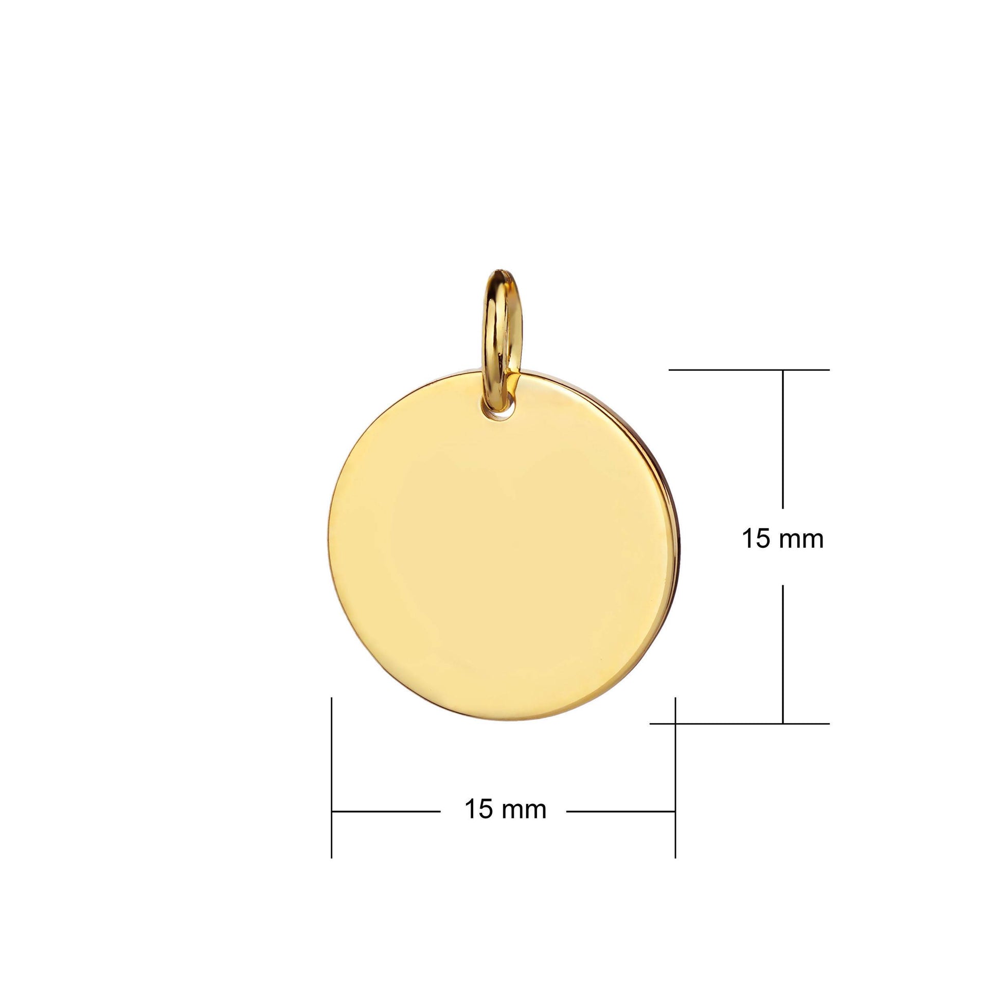 gold 15mm disc pendant dimensions