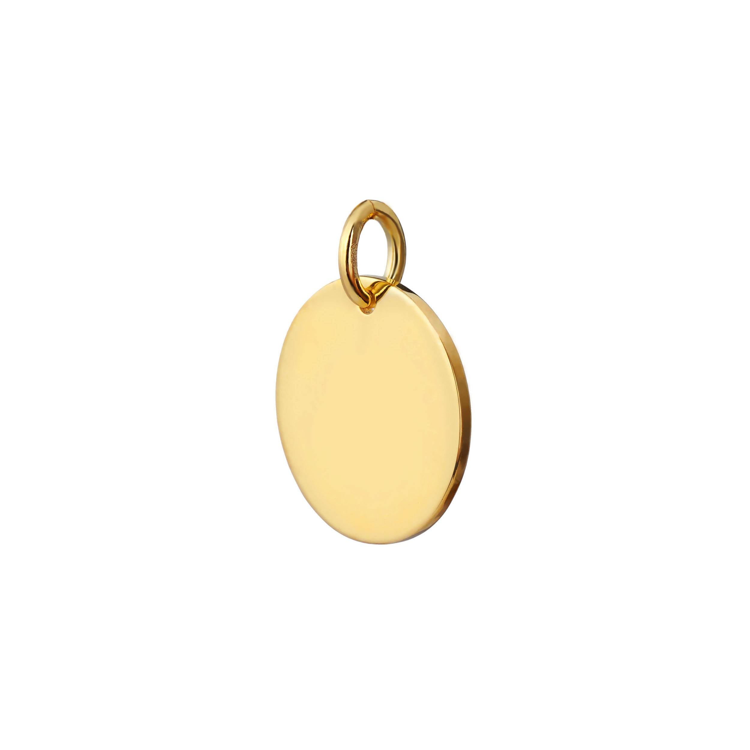 side view 15mm gold disc pendant