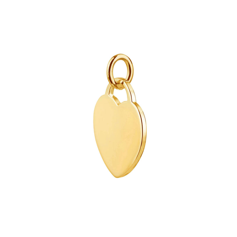 gold 15mm wide heart tag pendant side view