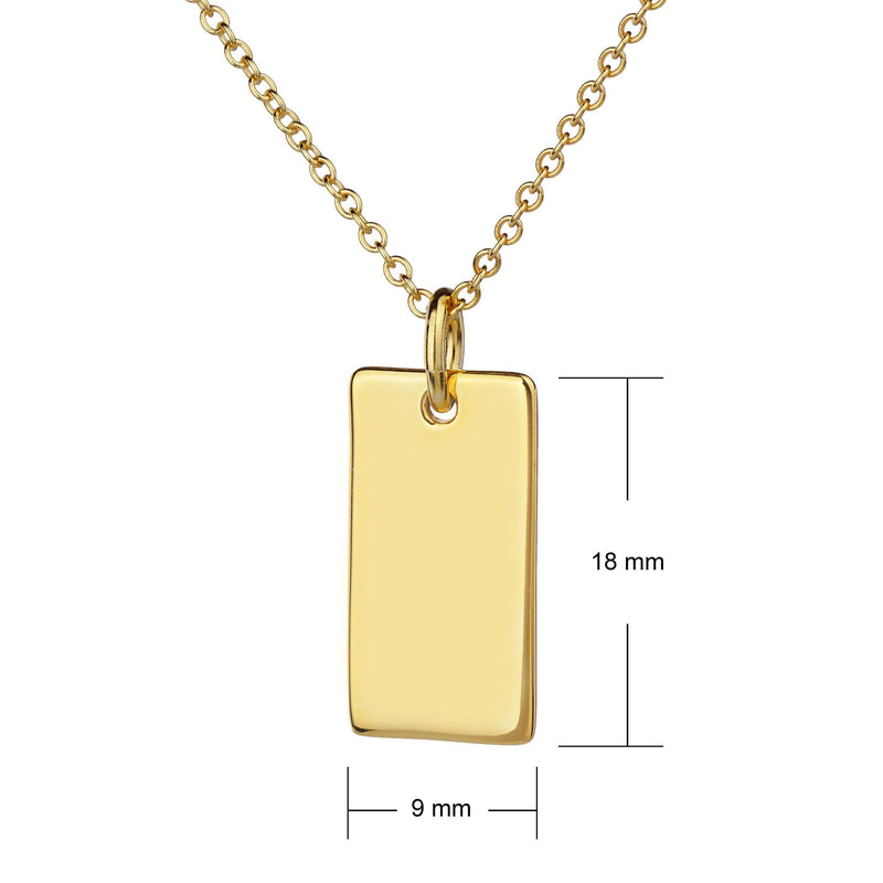 gold bar pendant 9mm x 18mm with cable chain