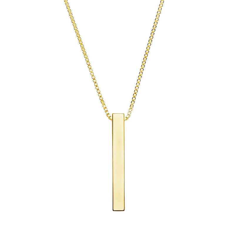 gold block bar necklace with box chain