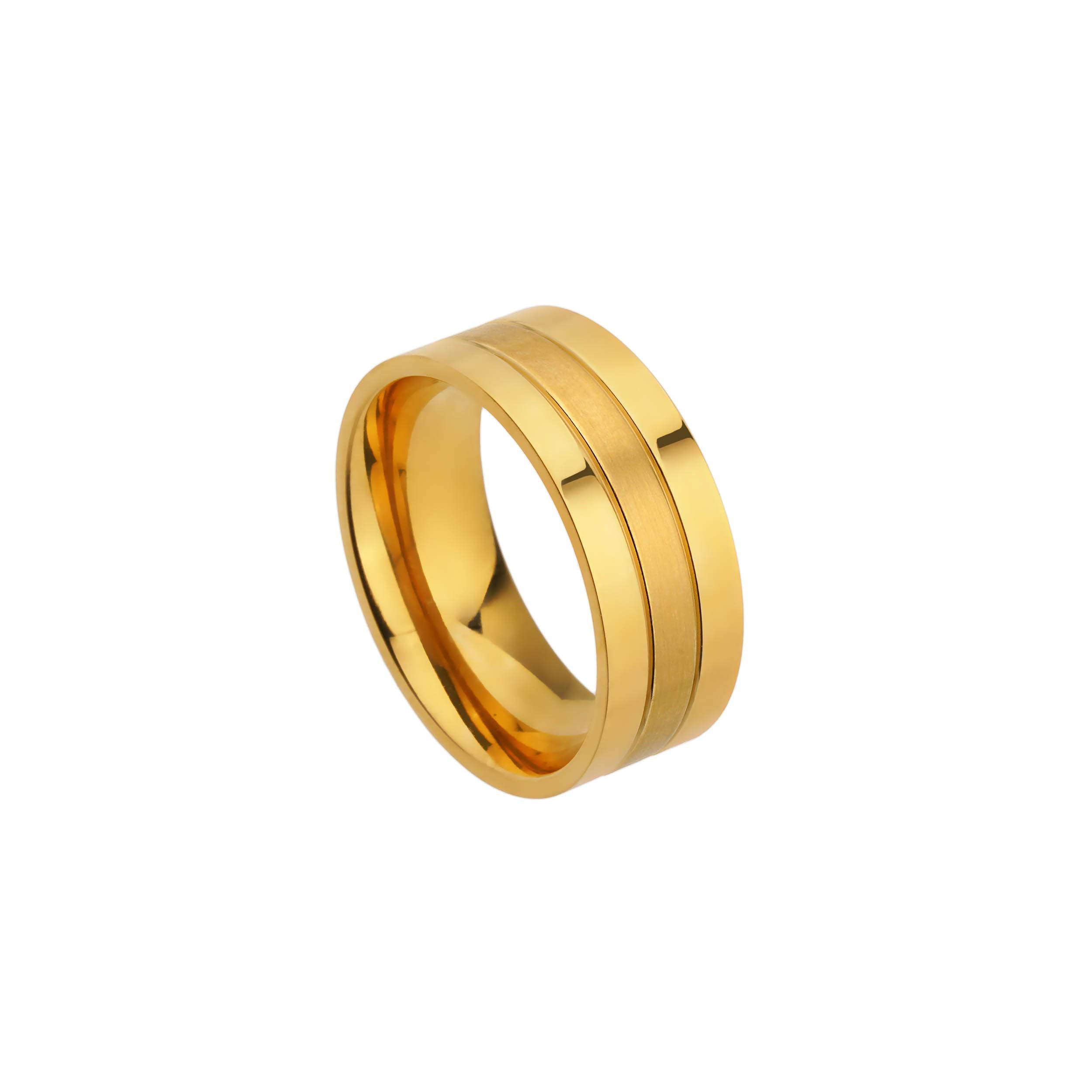 gold brushed steel ring