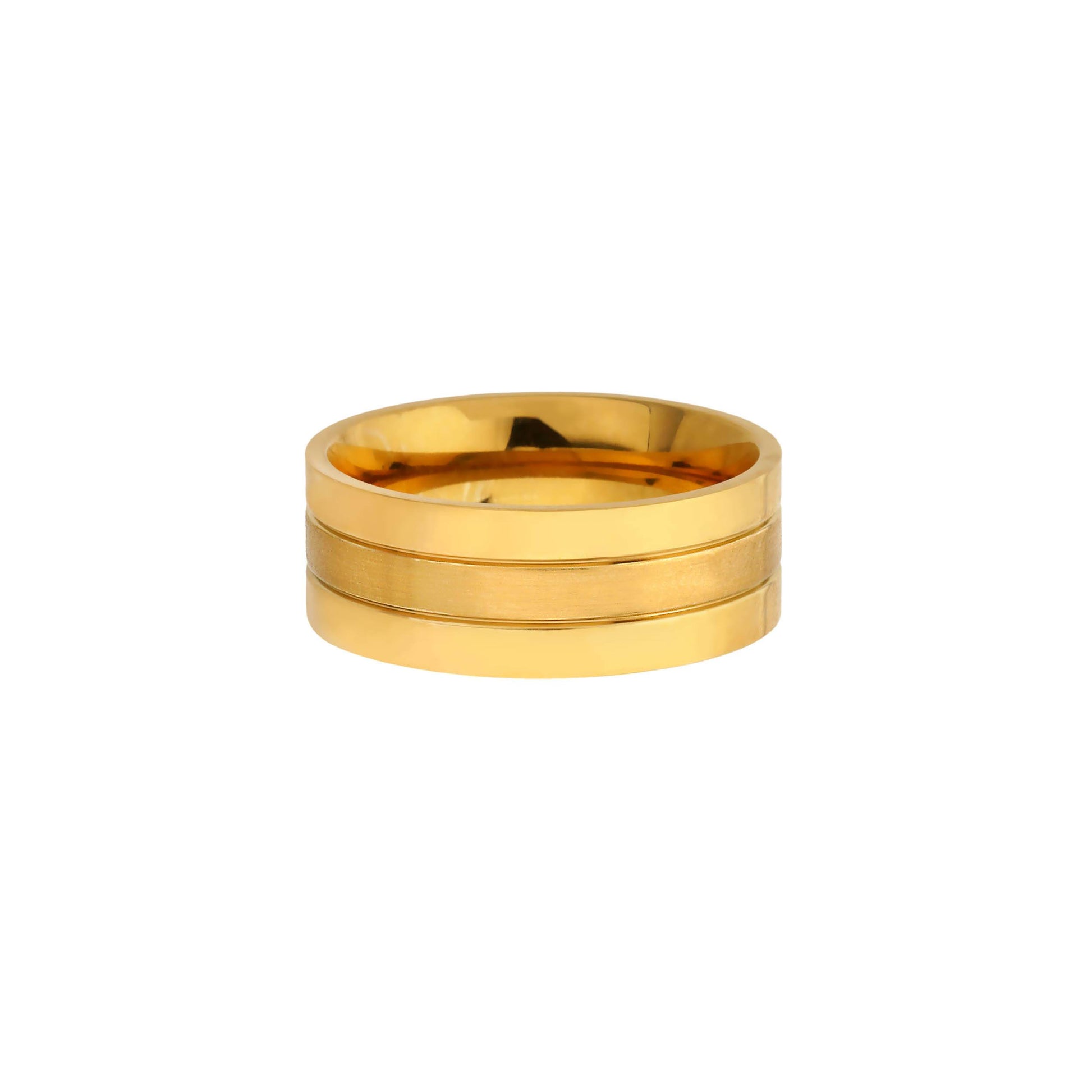 gold brushed steel ring