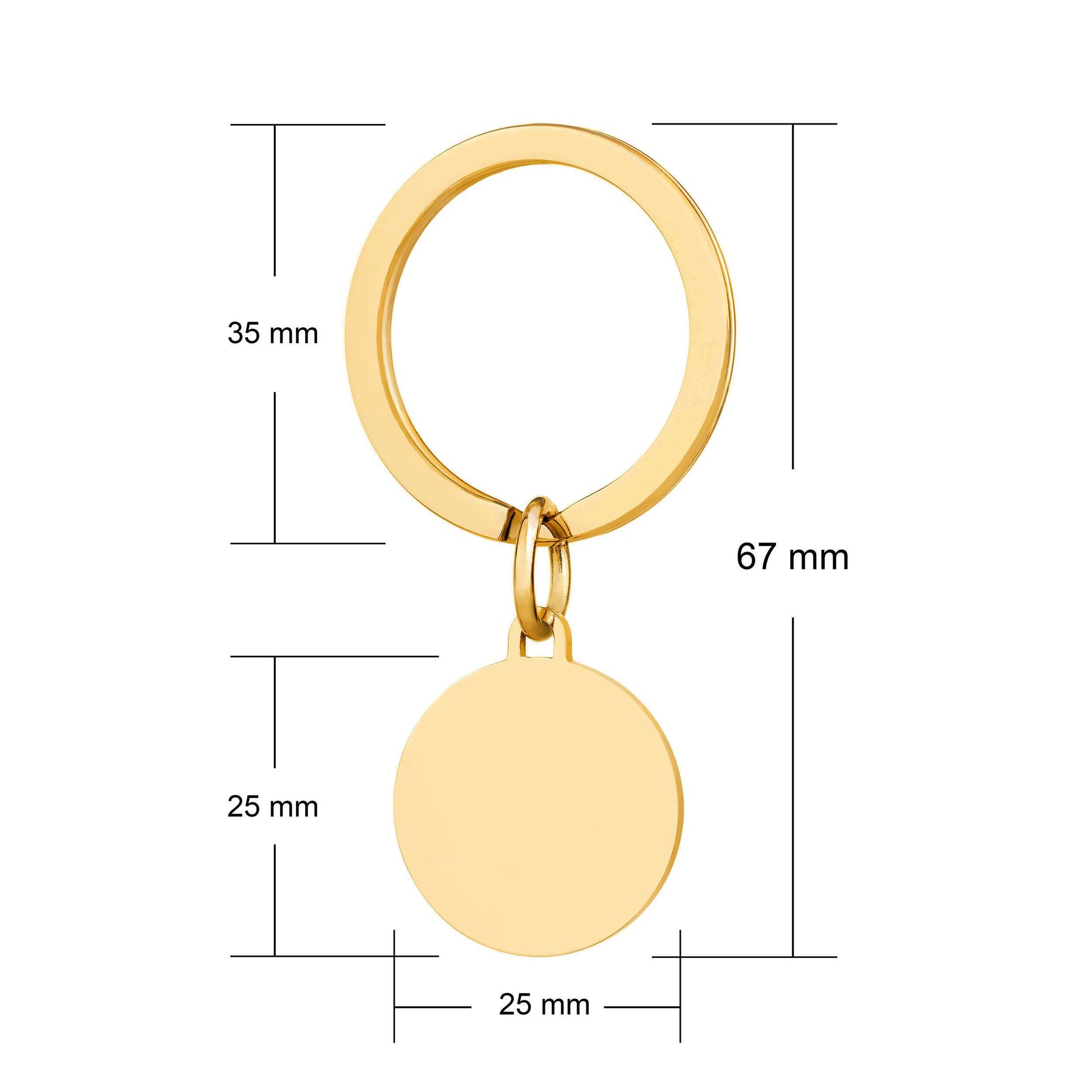 gold steel disc keyring add any engraving including logo, names, photos or even handwriting