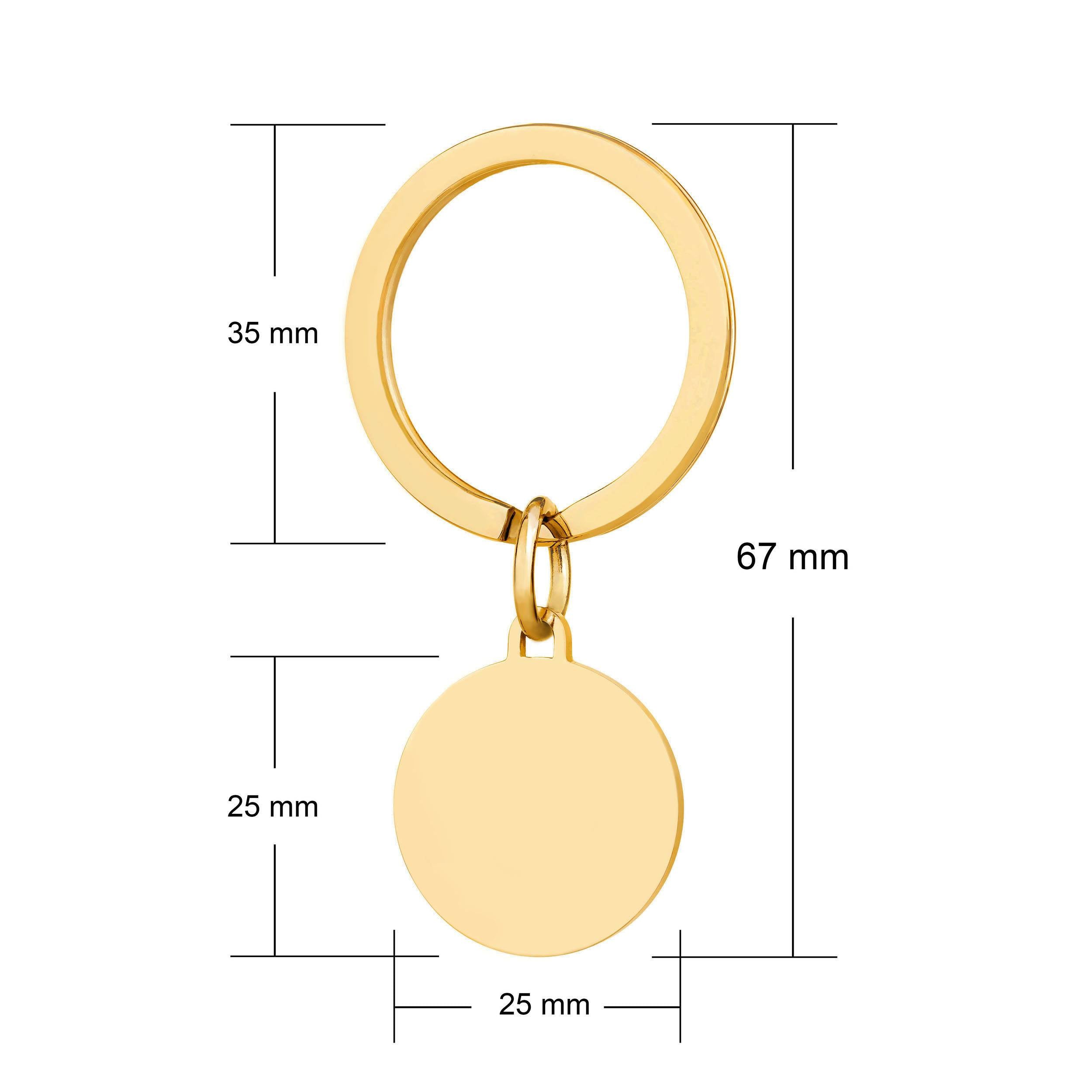 gold steel disc keyring add any engraving including logo, names, photos or even handwriting