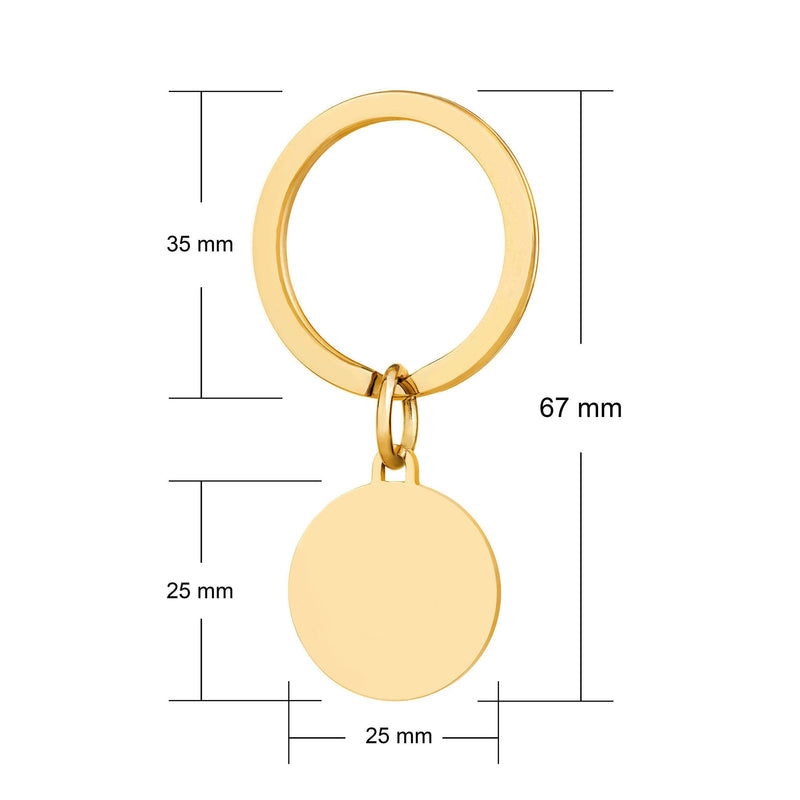 gold steel disc keyring add any engraving including logo, names, photos or even handwriting