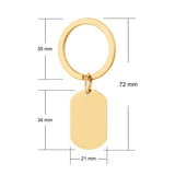 personalised gold steel dogtag keyring dimensions