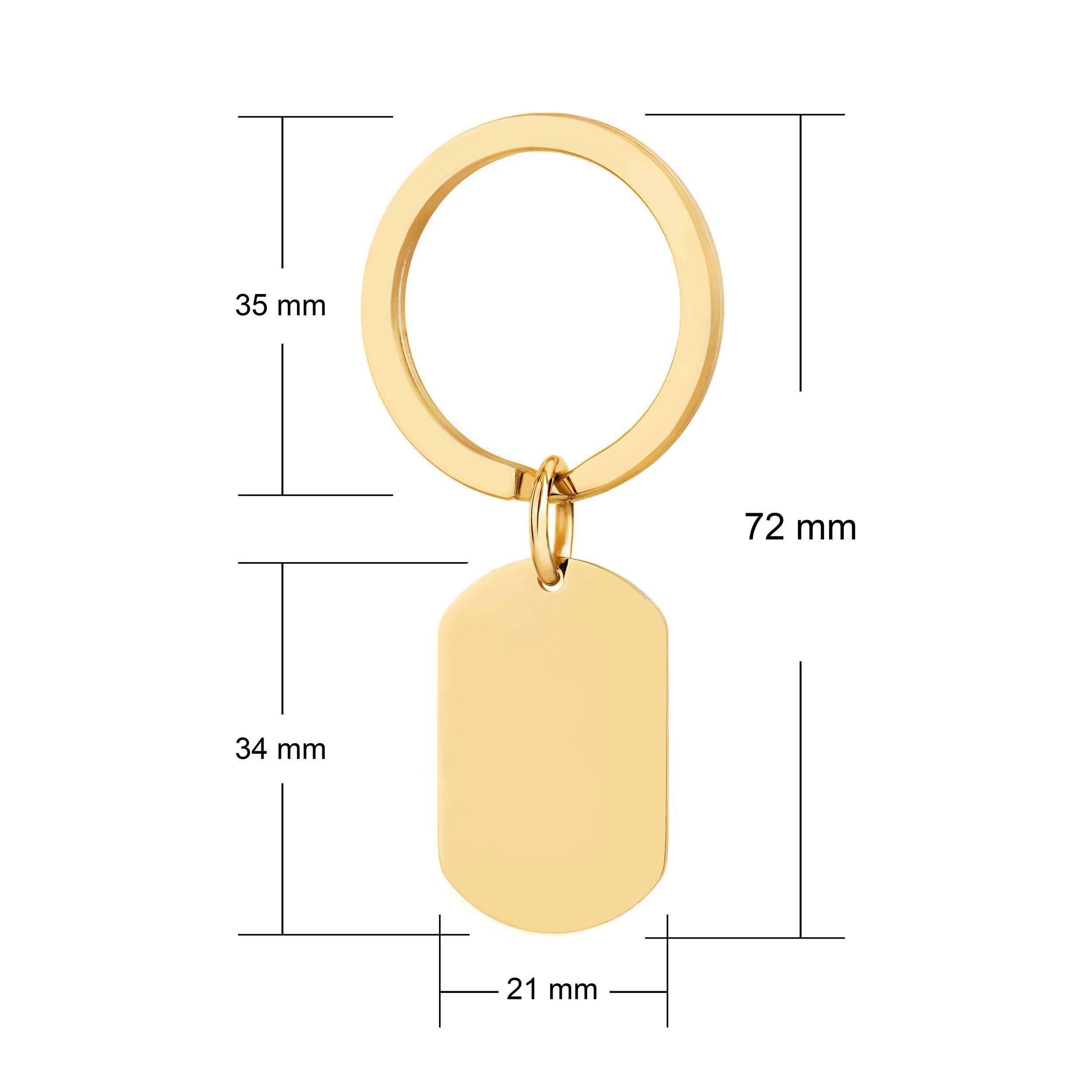 personalised gold steel dogtag keyring dimensions