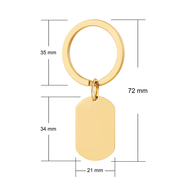 personalised gold steel dogtag keyring dimensions