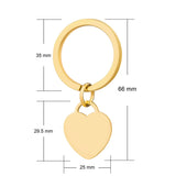 personalised gold steel heart keyring. dimensions