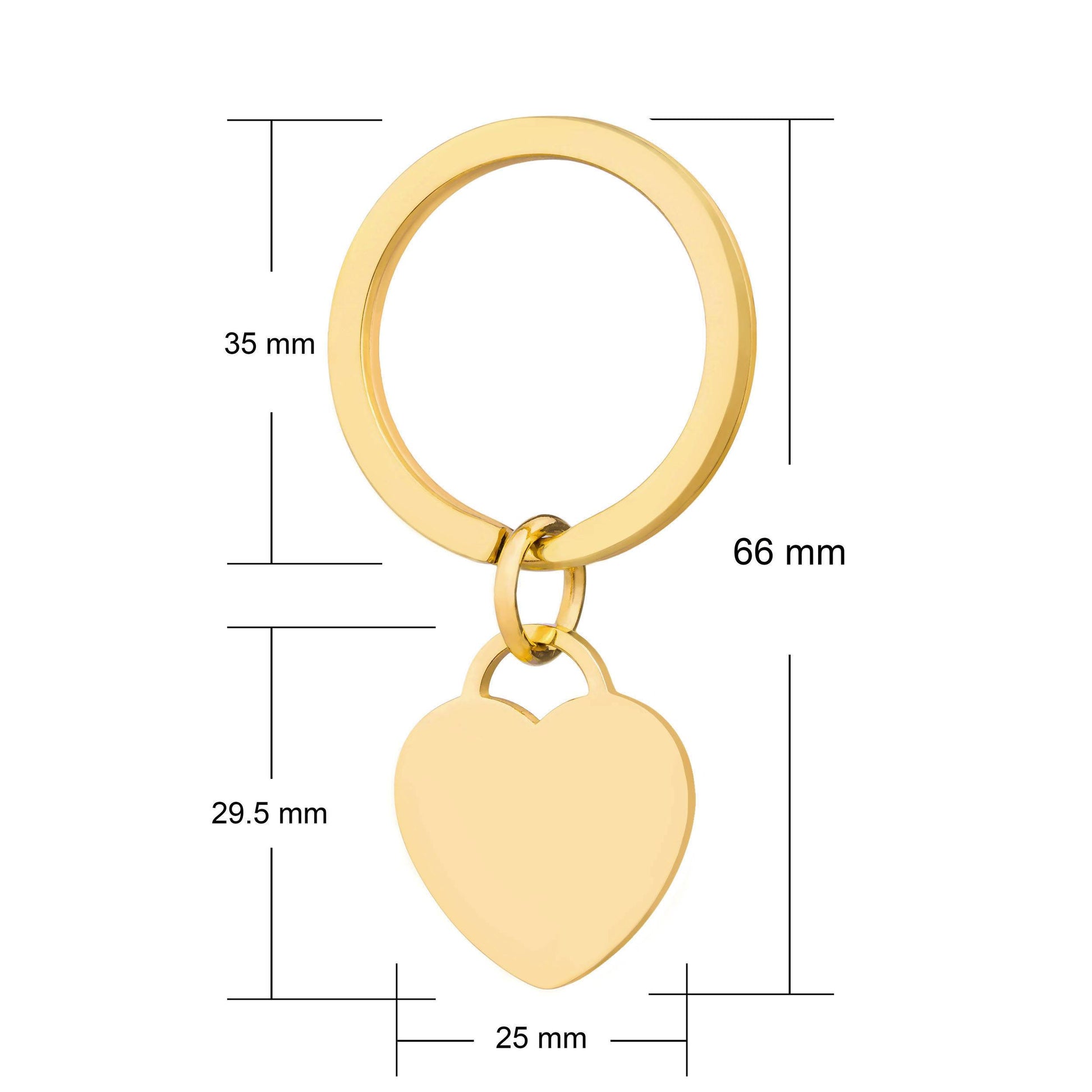 personalised gold steel heart keyring. dimensions