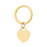 engraved gold steel heart keyring