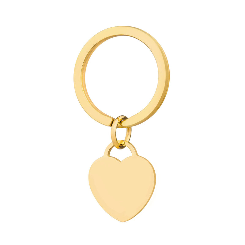 engraved gold steel heart keyring