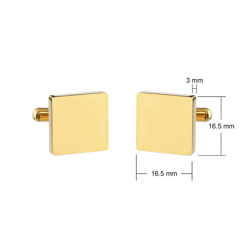 gold steel square cufflinks dimensions