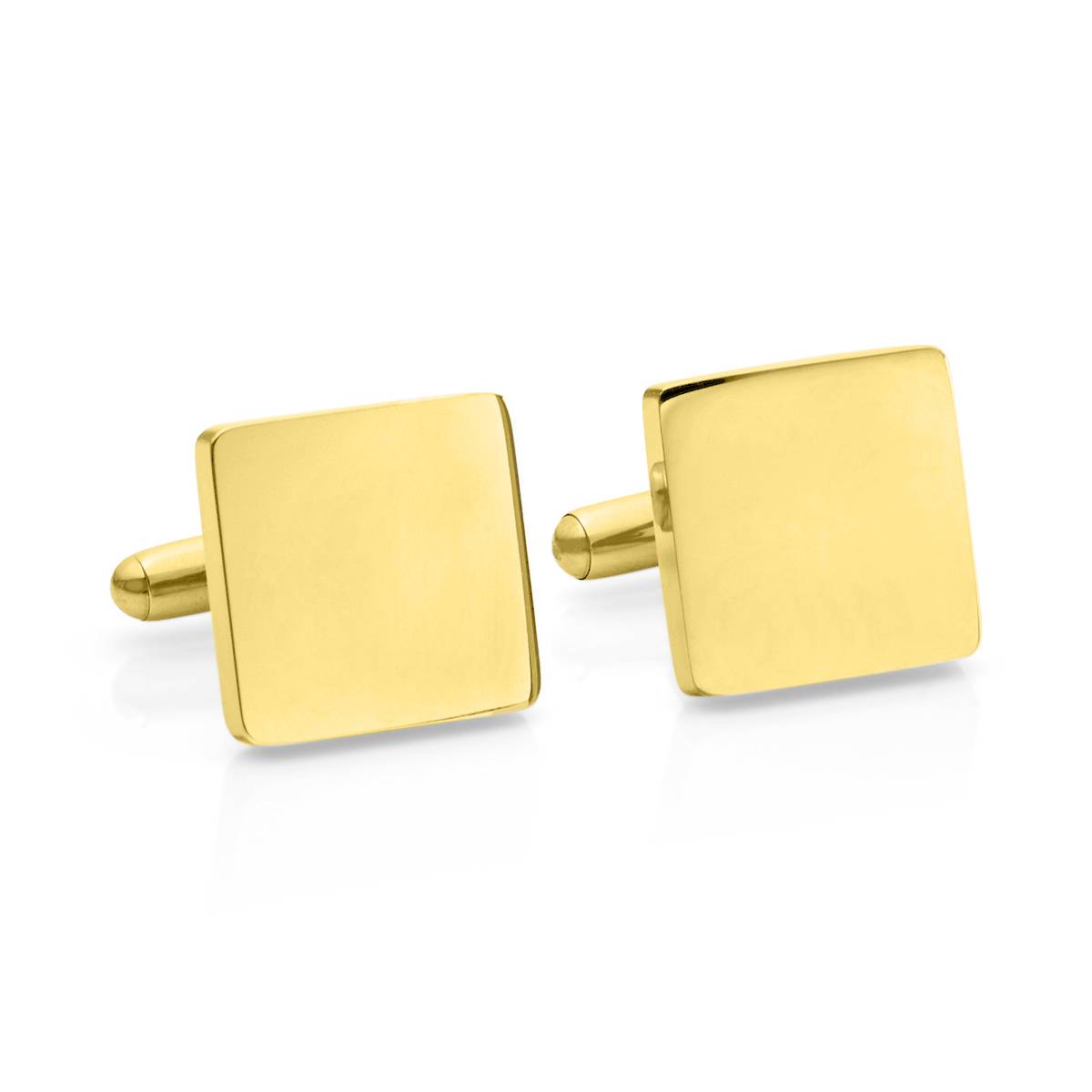 gold steel square cufflinks engraving design