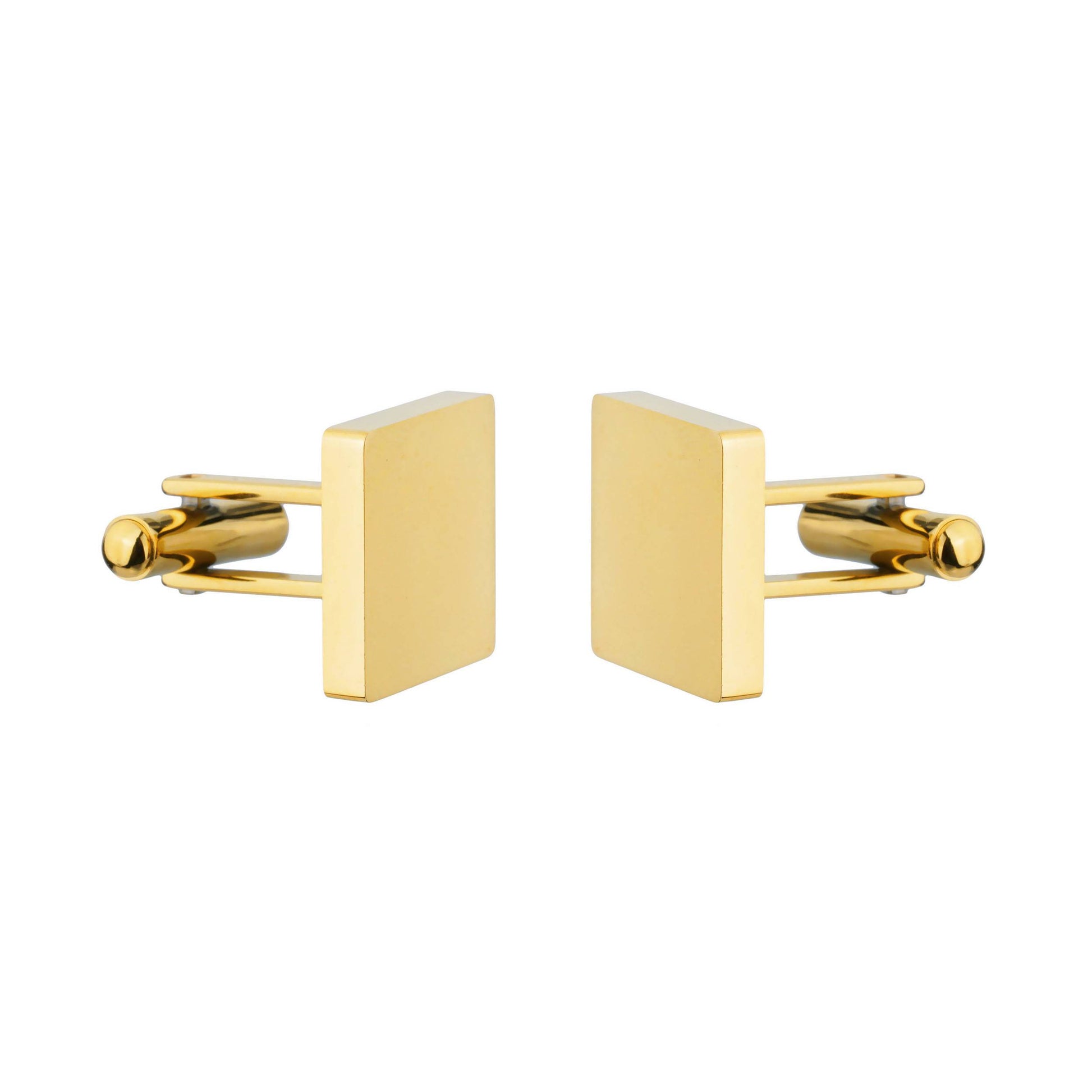 gold steel square cufflinks side view