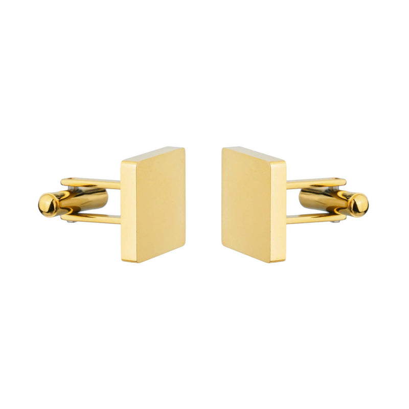 gold steel square cufflinks side view