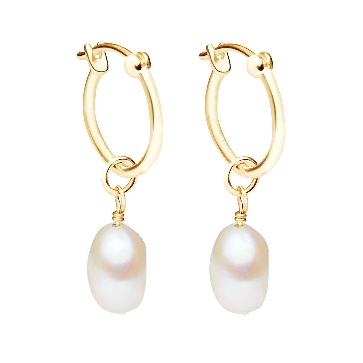 gold vermeil mini hoop earrings with pearls