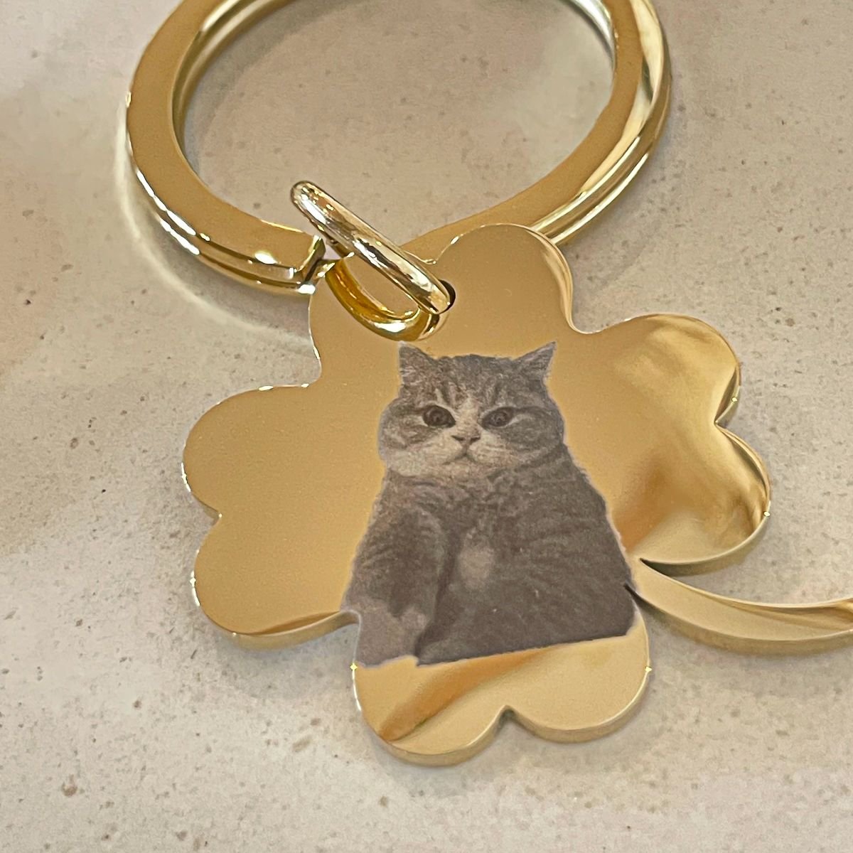 gold clover keyring cat photo