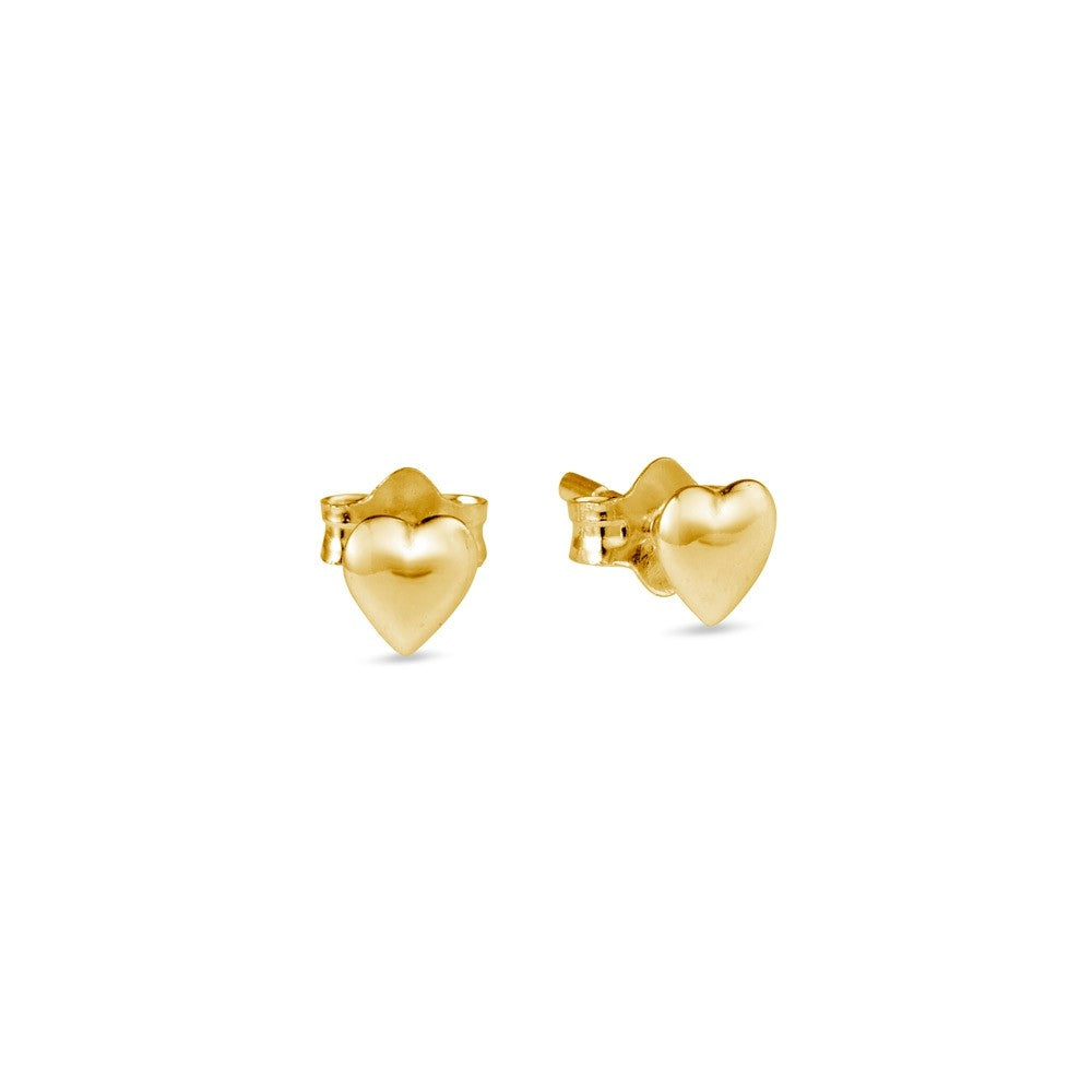 gold heart stud earrings