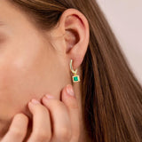 Huggie Earrings With CZ Drop