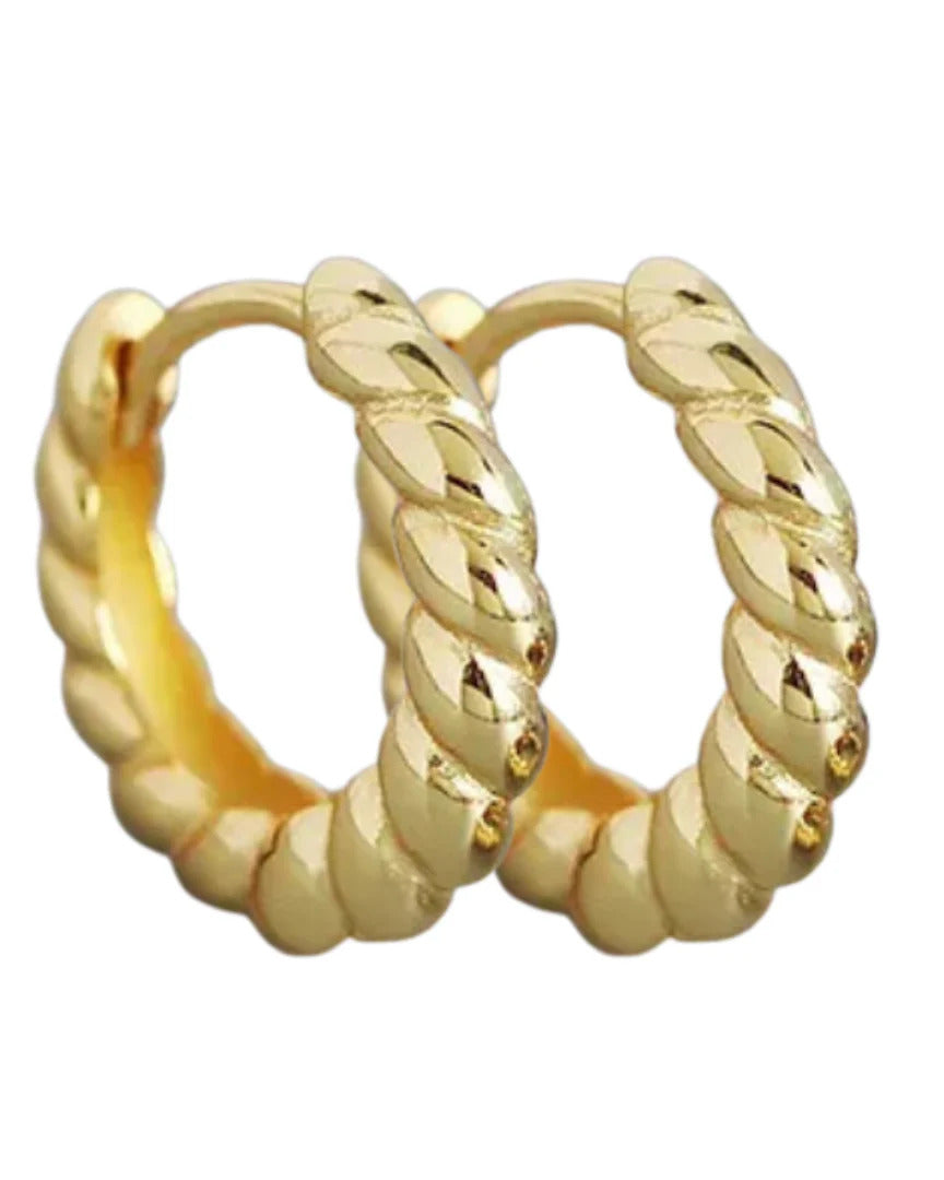 14mm hug hoop earrings gold twist style