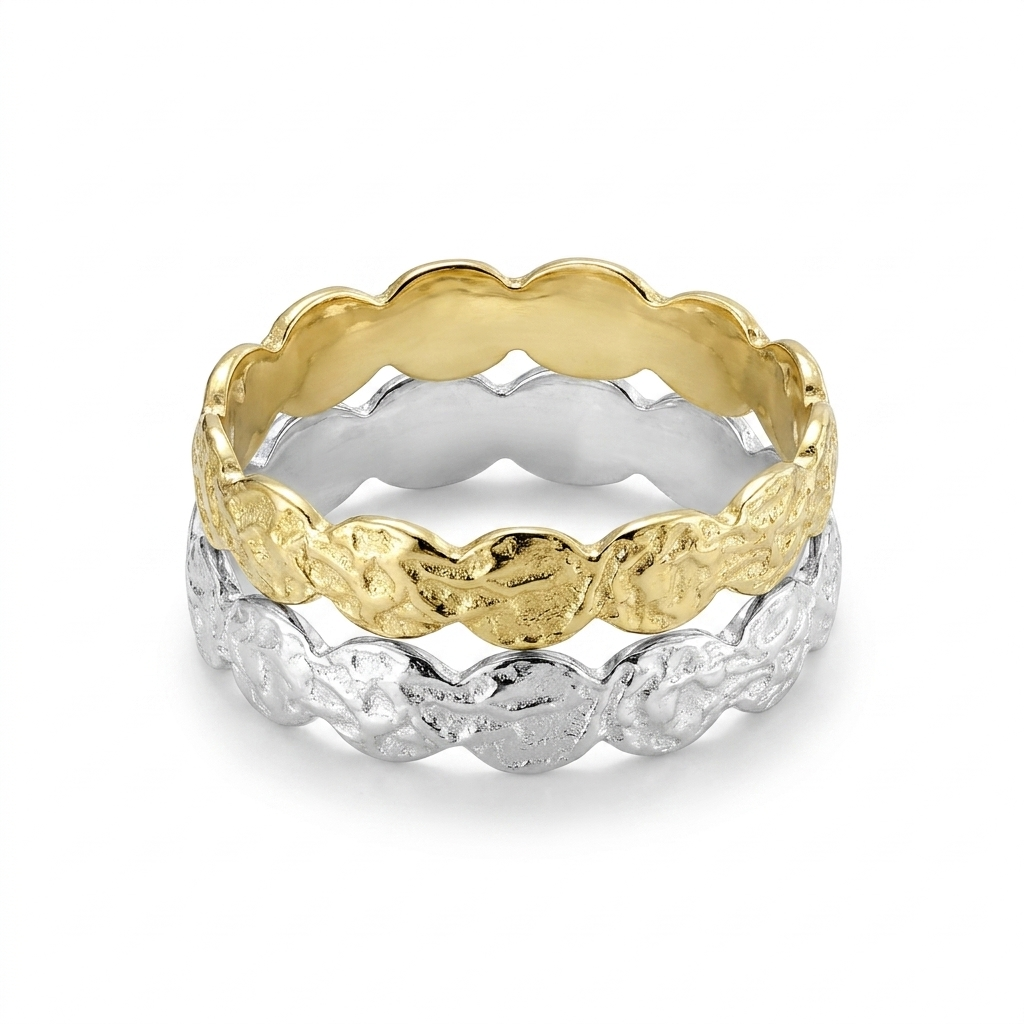 gold or silver hammered circle band ring