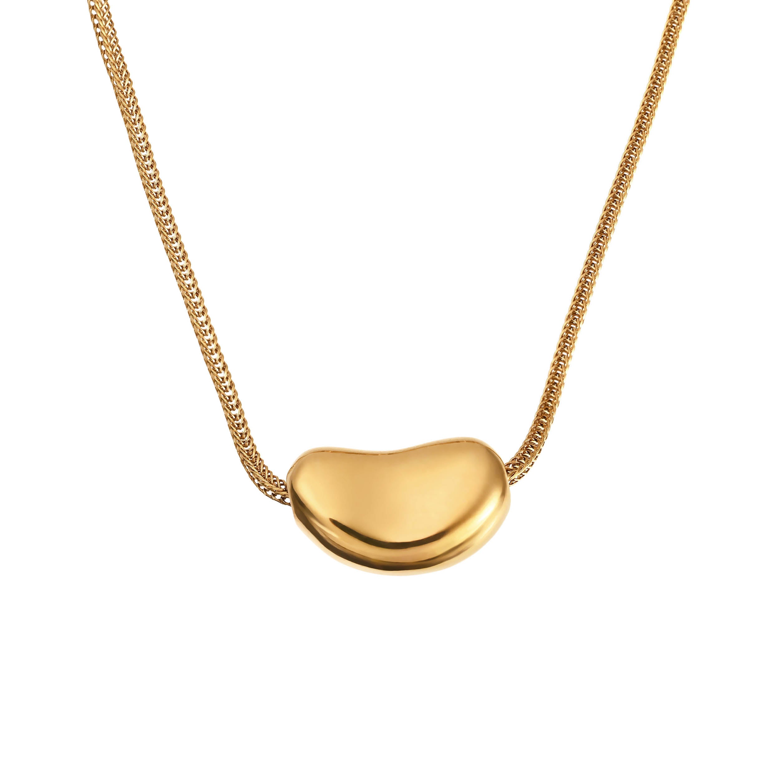 gold pebble necklace with foxtail chain