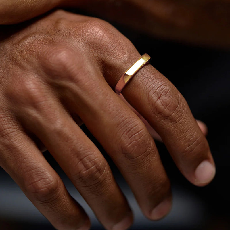 personalised ring for men narrow signet ring