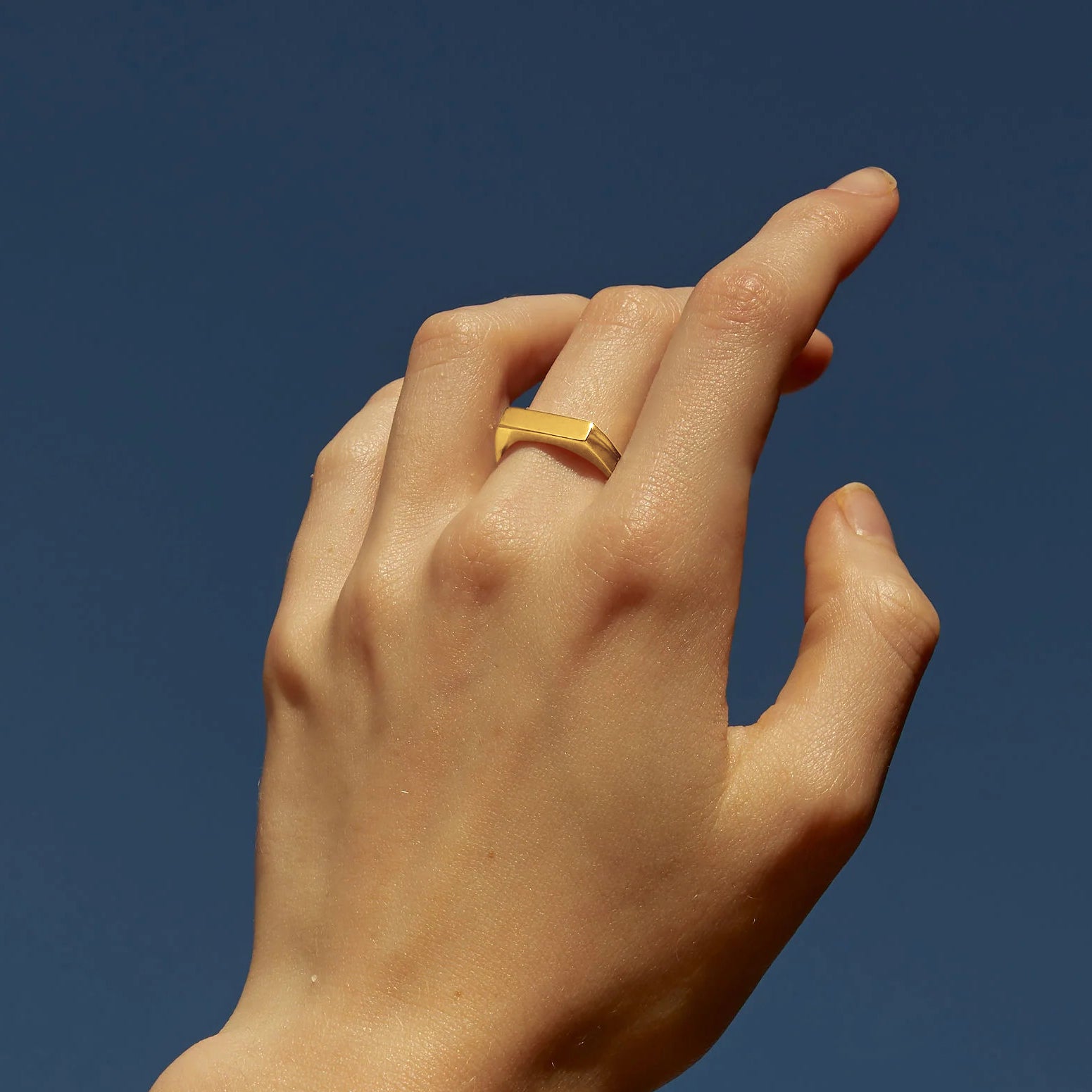 gold slim signet for women add engraving 