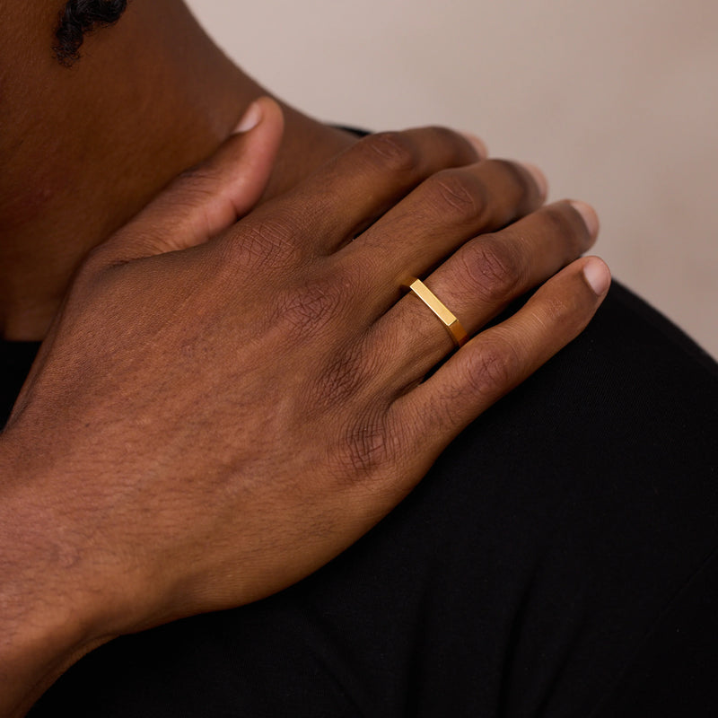 engrave this gold slim line signet ring for men