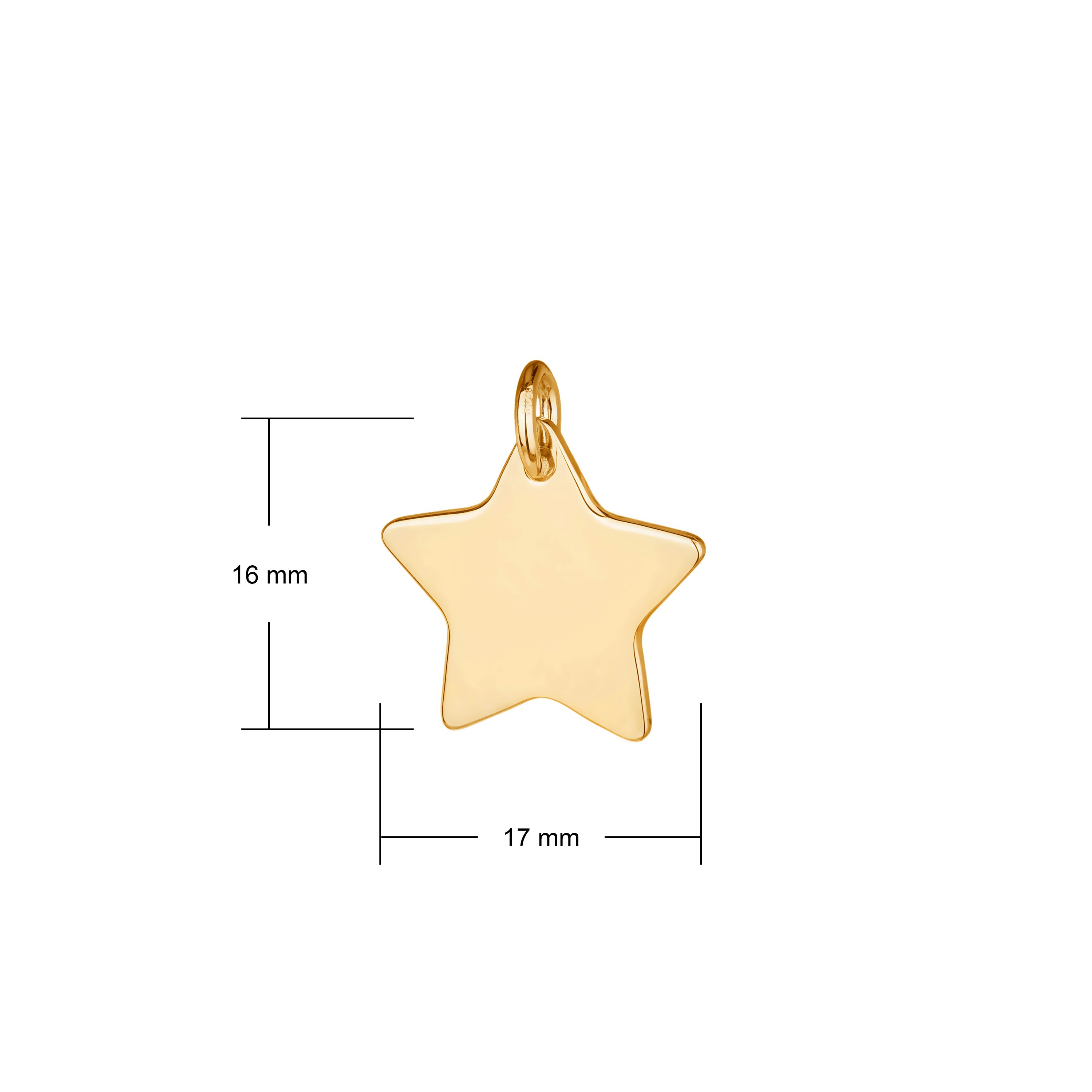 gold star pendant 17mm x 16mm 