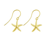 gold starfish earrrings made from sterling silver plated in gold