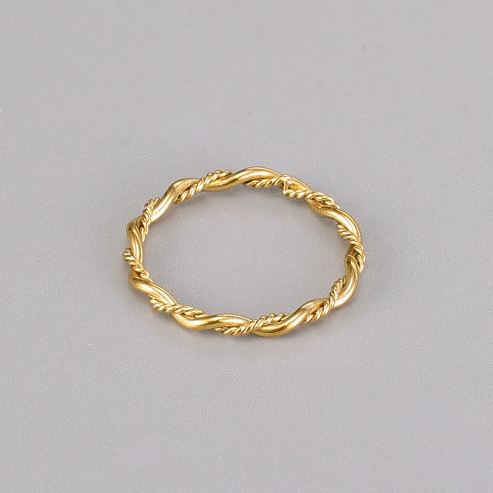 gold twisteed rope ring made from sterling silver plated gold 