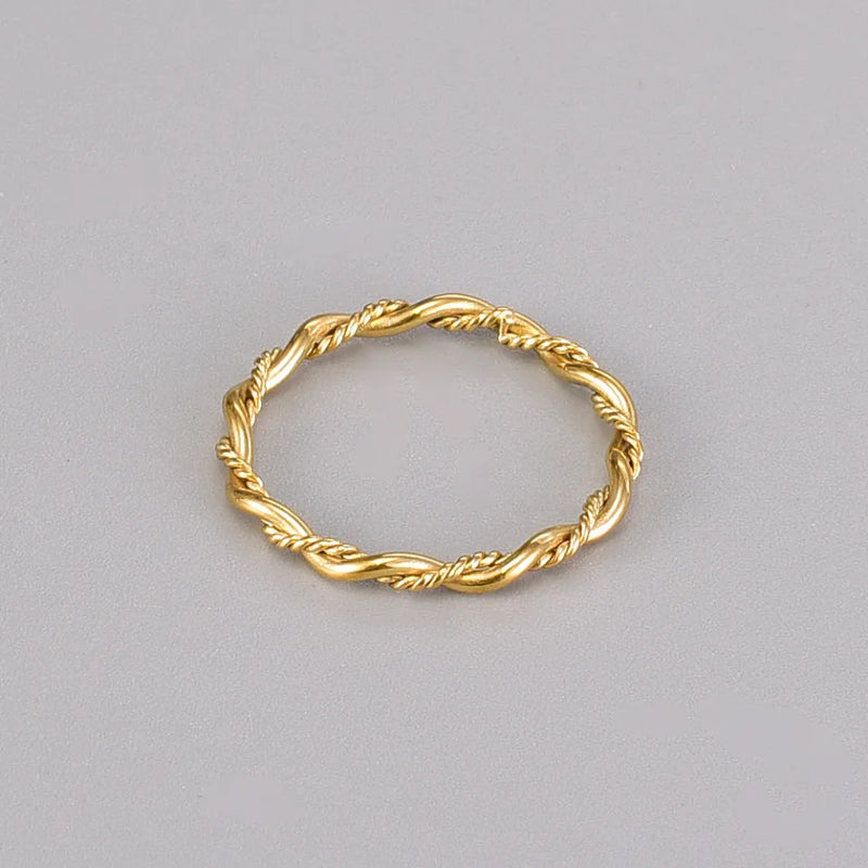 gold twisteed rope ring made from sterling silver plated gold 